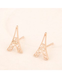 Mini Eiffel Tower Design Hollow Alloy Ear Studs