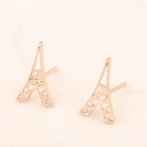 Mini Eiffel Tower Design Hollow Alloy Ear Studs