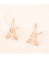 Mini Eiffel Tower Design Hollow Alloy Ear Studs