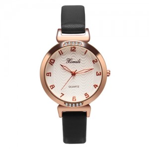 Simple Number Style Fashion Wrist Watch- Black