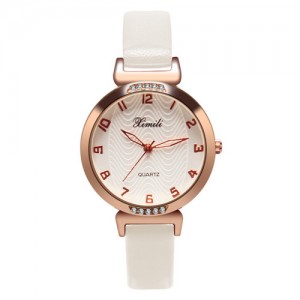 Simple Number Style Fashion Wrist Watch- White