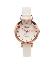 Simple Number Style Fashion Wrist Watch- White