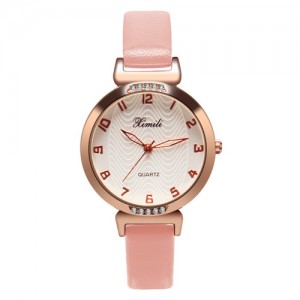 Simple Number Style Fashion Wrist Watch - Pink