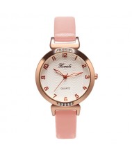 Simple Number Style Fashion Wrist Watch - Pink