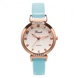 Simple Number Style Fashion Wrist Watch - Blue