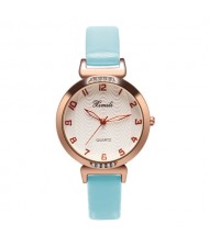 Simple Number Style Fashion Wrist Watch - Blue