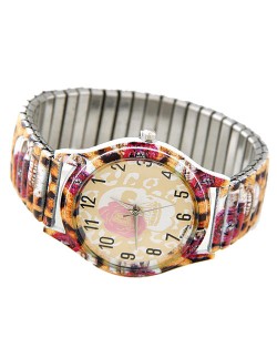 Punk Style Rose and Skull Design Wrist Watch