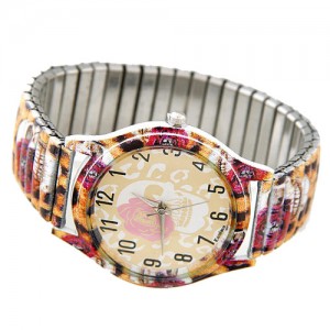 Punk Style Rose and Skull Design Wrist Watch