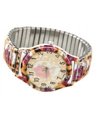 Punk Style Rose and Skull Design Wrist Watch