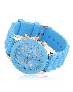 Sweet Candy Fashion Silicon Band Light Blue Wrist Watch