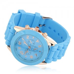 Sweet Candy Fashion Silicon Band Light Blue Wrist Watch