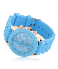 Sweet Candy Fashion Silicon Band Light Blue Wrist Watch