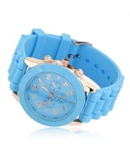 Sweet Candy Fashion Silicon Band Light Blue Wrist Watch