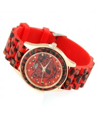 Vogue Leopard Theme Wrist Watch - Red