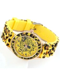 Vogue Leopard Theme Wrist Watch - Yellow
