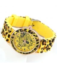 Vogue Leopard Theme Wrist Watch - Yellow