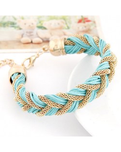 Rope and Metallic Threads Weaving Style Bracelet - Blue