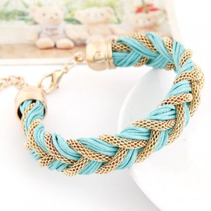 Rope and Metallic Threads Weaving Style Bracelet - Blue