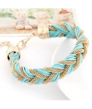 Rope and Metallic Threads Weaving Style Bracelet - Blue