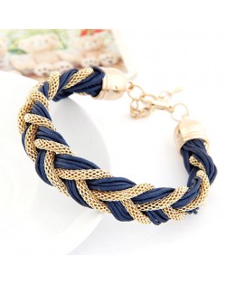 Rope and Metallic Threads Weaving Style Bracelet - Royal Blue