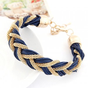 Rope and Metallic Threads Weaving Style Bracelet - Royal Blue