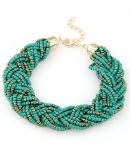 Bohemian Fashion Golden Color Embellished Mini Beads Bracelet - Green