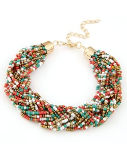 Bohemian Fashion Golden Color Embellished Mini Beads Bracelet - Multicolor