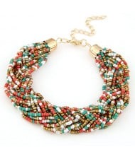 Bohemian Fashion Golden Color Embellished Mini Beads Bracelet - Multicolor