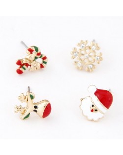 Christmas Santa Claus Theme Earrings Four Pieces Combo