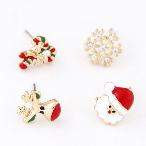 Christmas Santa Claus Theme Earrings Four Pieces Combo