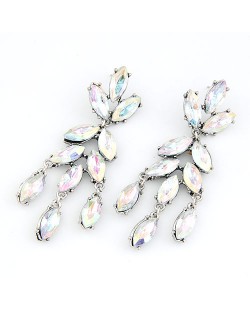 Acrylic Gem Jointed Leaves Design Earrings