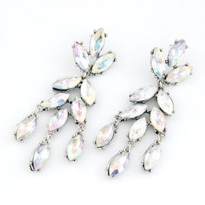 Acrylic Gem Jointed Leaves Design Earrings