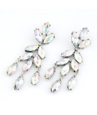 Acrylic Gem Jointed Leaves Design Earrings