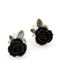 Unique Black Rose Ear Studs
