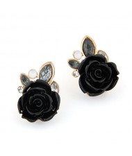 Unique Black Rose Ear Studs