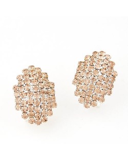Graceful Office Lady Style Rhinestone Rhombus Ear Studs - Champagne
