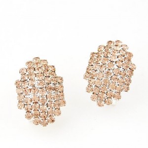 Graceful Office Lady Style Rhinestone Rhombus Ear Studs - Champagne
