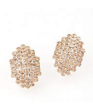 Graceful Office Lady Style Rhinestone Rhombus Ear Studs - Champagne