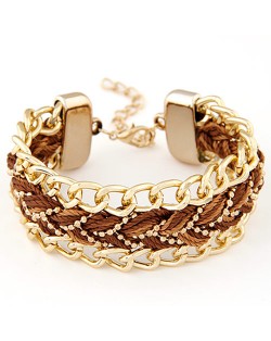 Threads Attached Golden Metallic Fashion Bracelet - Coffee