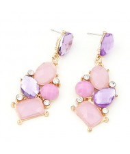 Exotic Irregular Gems Combo Design Ear Studs - Violet