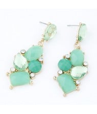 Exotic Irregular Gems Combo Design Ear Studs - Green