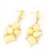 Exotic Irregular Gems Combo Design Ear Studs - Yellow