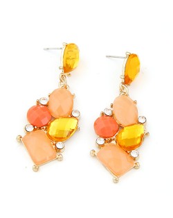 Exotic Irregular Gems Combo Design Ear Studs - Orange