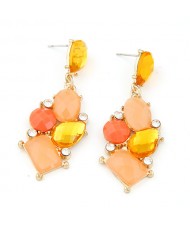 Exotic Irregular Gems Combo Design Ear Studs - Orange