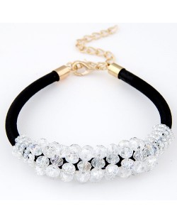 Korean Fashion Crystal Cluster Design Bracelet - White