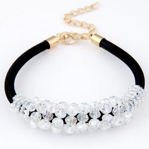 Korean Fashion Crystal Cluster Design Bracelet - White