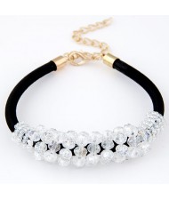 Korean Fashion Crystal Cluster Design Bracelet - White