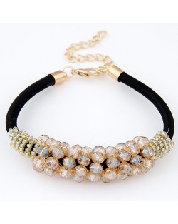 Korean Fashion Crystal Cluster Design Bracelet - Champagne