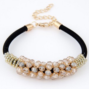 Korean Fashion Crystal Cluster Design Bracelet - Champagne