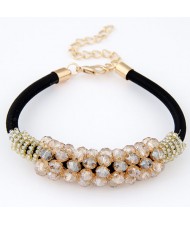 Korean Fashion Crystal Cluster Design Bracelet - Champagne
